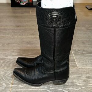 Ariat Chandler Boots Black Leather Knee High Zip Cowgirl Western Women's 7B
